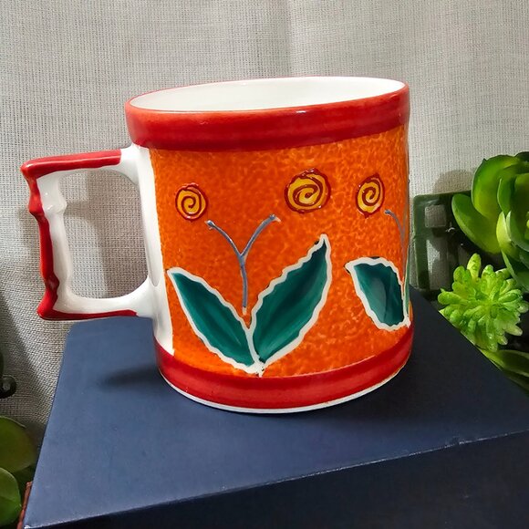 Set 3 - Clay Craft Pastels Floral bone china Espresso Tea Cup Small Orange Mug E - Picture 3 of 8